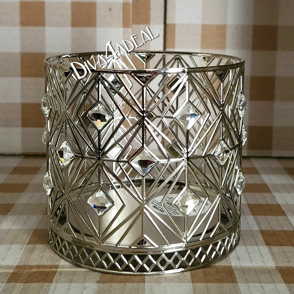 Bath & Both Works DIAMOND BLING Sleeve 3-Wick Metal Candle Holder - Picture 1 of 4